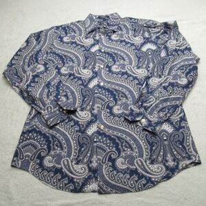 Daniel Cremieux Shirt Mens Large Blue Paisley Long Sleeve Tailored Fit Button Up